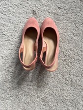 M&S sling back shoes/size3.5/ dusky pink/faux suede