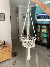 Macrame Cream Beaded Hanging Large Plant Pot Holder Boho