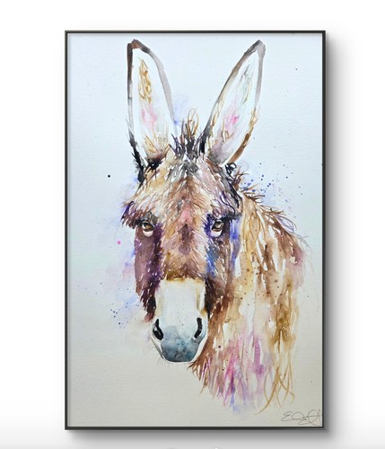 Original donkey watercolour - original,