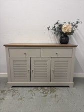 Modern Sideboard with Oak-Effect Top and Louvered Doors