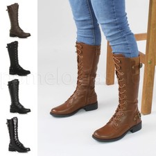 WOMENS LADIES ZIP LACE UP