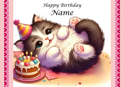 Personalised birthday kitten - birthday,
