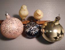 Soviet Russian Christmas Tree Baubles Decorations USSR Ukraine Russia Birds Ball