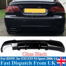 FOR BMW 3SERIES E92 E93 325i 335i M SPORT REAR DIFFUSER TWIN EXHAUST GLOSS BLACK