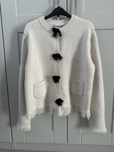 Zara boucle jacket with - jacket, bow