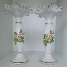 Pair Of Milk Glass Vases
