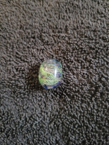 Latticino glass dreadlock bead