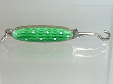 Antique Guilloche Enamel Button Hook Miniature Chatelaine Fob Pendant Sewing