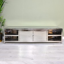 Ex-Display Silver Chrome contemporary Modern TV stand Media Unit RRP £1599
