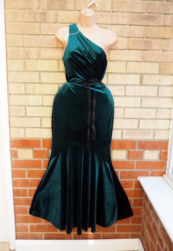 Mika green velvet one shoulder