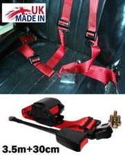 Austin Morris Classic Mini Rear Inertia Seatbelt - UK manufactured - 3.5M Red