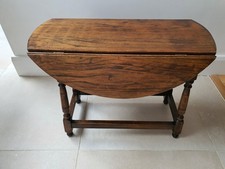 Oak Side Table Drop Leaf Country 19th Century Antique 60cm X 46cm