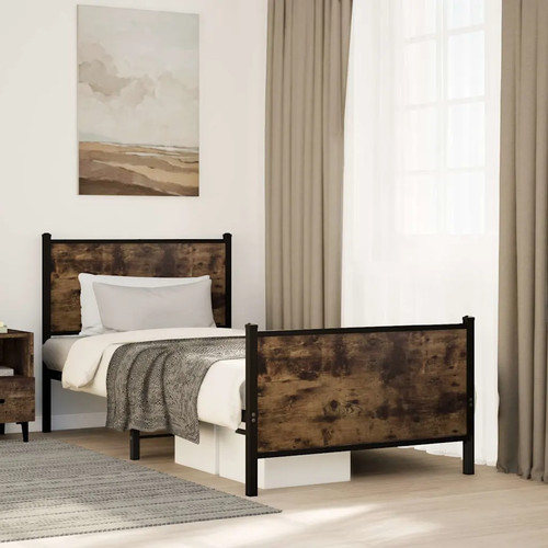 Walplus smoked oak metal - oak, bed