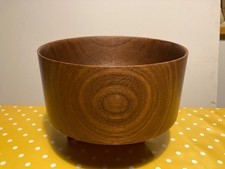 Vintage Salad / serve Bowl Mid Century Danish Solid Turned Teak 10cm h. 22cm w.
