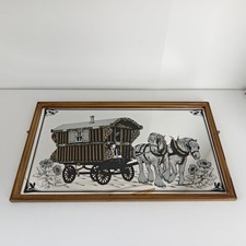Vintage Horse Drawn Romany Gypsy Caravan Carriage Cart Picture Wall Pub Mirror