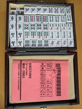 Mah Jong Set- 144 Tiles + 4 Blank in Carry case With Dice, Counters Etc.