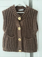 Zara Brown Sleeveless Cardigan Size S