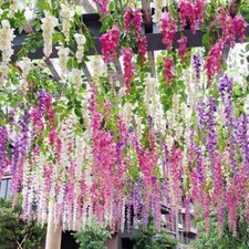 60X Artificial Fake Hanging Wisteria Silk Flowers Vine Plant Home Wedding Decor