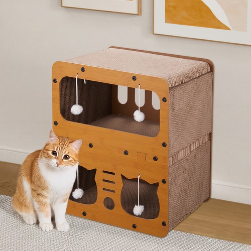 Cat house with - cat, scratcher