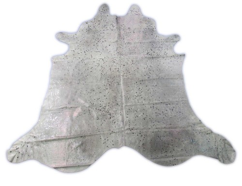 Silver metallic cowhide rug - metallic,