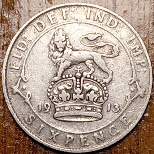 1913 king george sixpence 6d - king, v