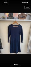 Woolovers Cotton, Wool & Cashmere Jumper Dress Blue. Small. 8/10.  Very Good