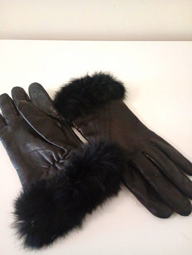 Women black leather gloves - women’s,