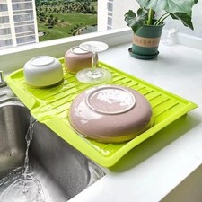 PLASTIC WORKTOP DISH DRAINER DRIP TRAY LARGE SINK DRYING RACK HOLDER KITCHEN
