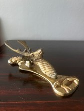 Vintage Solid Brass Stag Door Knocker – Deer Head with Antlers