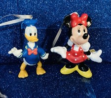 SET OF 2 SMALL DISNEY CHRISTMAS TREE DECORATIONS MINNIE AND DONALD