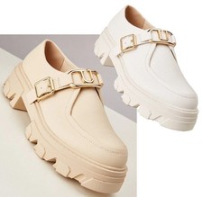Womens White Beige Platform