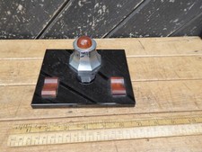 Antique Art Deco period Inkwell and Pen rest .Black Glass / Metal and Wood