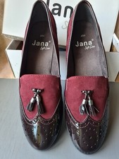 Women's Ladies Burgundy Tassel Brogue Loafers Soft Line UK 7,5 H Classic Flat 