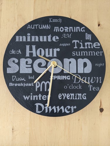 Slate wall clock word - slate,