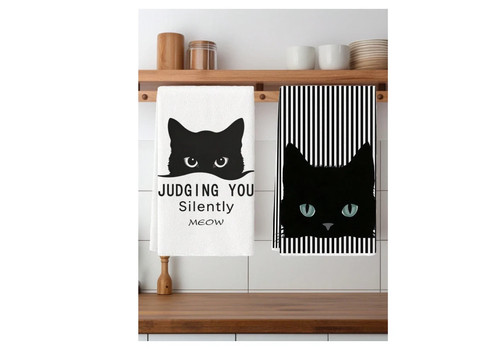 2pcs cat kitchen towels - kitchen,