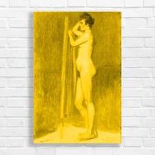 Nude Study of a Pensive Man Canvas Print Large Picture Wall Art