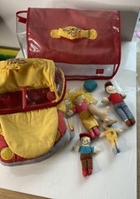 Vintage Latitude Enfant Fabric Car & Family People Yellow Car Retro Rare French