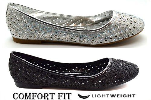 Womens flat glitter pump slip - womens,