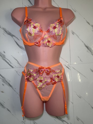 Bright orange floral - bright,
