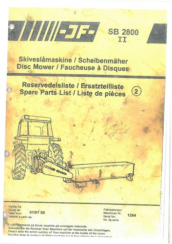 Disc mower sb2800 parts - jf,
