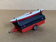 Majorette Trailer With Canoe, No 21720, Die Cast, Plastic, Rare, 1980's, Red.