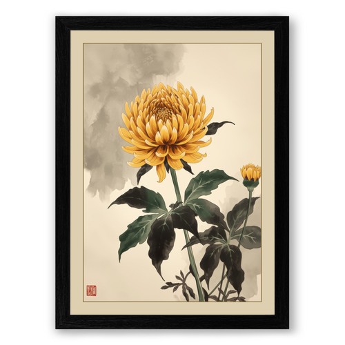 Golden chrysanthemum japandi - chrysanthemum,