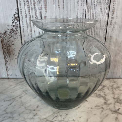 Smoked gray glass vase ribbed - gray,