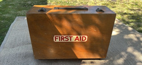 Vintage wooden first aid - vintage,