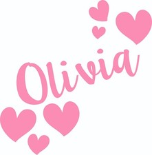 Personalised Name Hearts Wall Sticker | Kids Bedroom Custom Vinyl Girls Decal