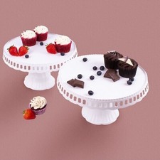 White Single Tier Cake Stand Large Plastic 28cm Wide Diameter Bakery Sandwich