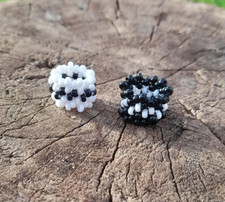 7mm diameter Black and white tribal style dreadlock bead set - dread accessories