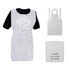TYGA Store Polythene Aprons, 1000 Disposable White Flat Pack, Waterproof Aprons.
