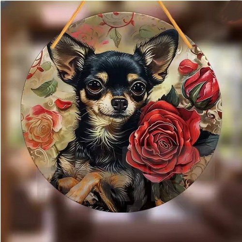 Black chihuahua suncatcher - black,