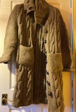 Herdwick Wool Hand Knitted long coat/cardigan size 8